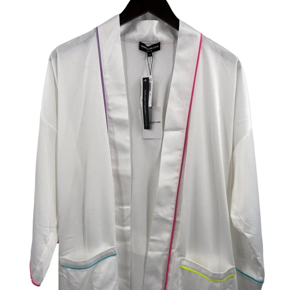 Generation Love Satin Rainbow Trim Lesley Robe Size Small‎ New